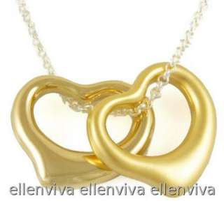 Satin & Chrome 2 Heart Pendant Necklace New #ne314gd  