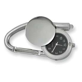 New Satin Nickel Plated Carabiner Clip Watch w/ Light  