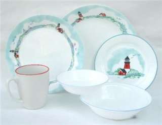 24 pc CORELLE OUTER BANKS LIGHTHOUSE DINNERWARE SET NEW  