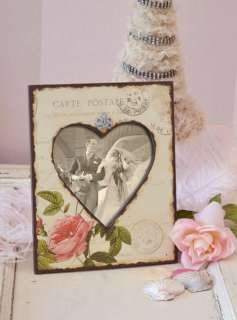 Shabby Cottage Chic Roses Picture Frame Heart Valentines Day Gift 