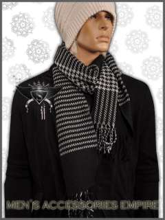 MS121 Black Mix Grey Knit Mens Winter Shawl Scarf Wrap  