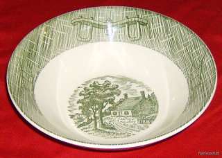 Old Ox Yoke Green Currier & Ives Style Serving Bowl  