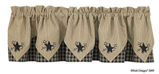   Star Plaid/Stripe 5 Point Lined Cotton Valance 72x15 Curtains  