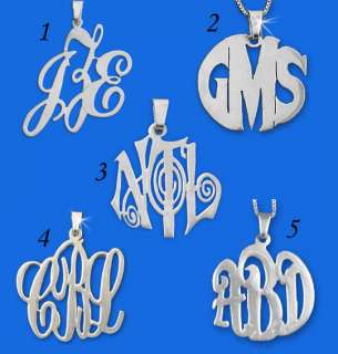 Personalized Silver Name Monogram Necklace Pendant Initial Custom 