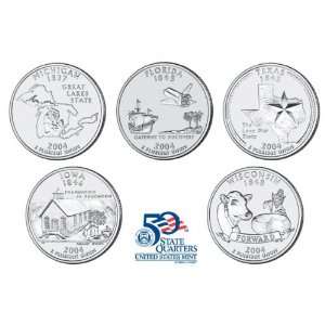  Complete 5 Coin 2004 D State Quarter Set 