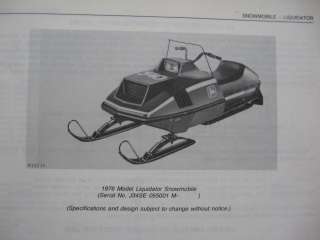 John Deere Liquidator Snowmobile Parts Catalog ORIGINAL  
