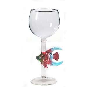  Hand Blown Wine Glass with Fish Stem 