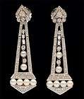 Estate 14K White Gold Diamond & Cultured Pearl Drop Earrings
