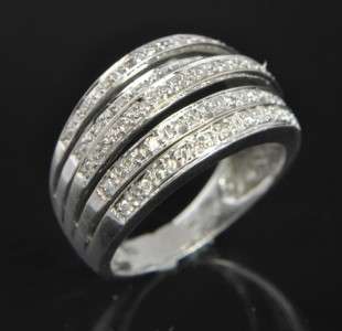   .25 CT Diamond Pave Wide Cigar Dome Open Band Cocktail Ring 7  