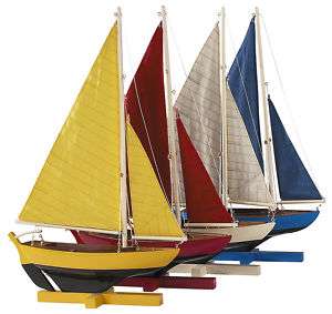 Sailing Dinghy Wood Built Model Sailboat Set of 4 Color  