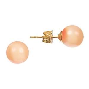  Round Pink Coral Gold Filled Posts Stud Earrings Jewelry