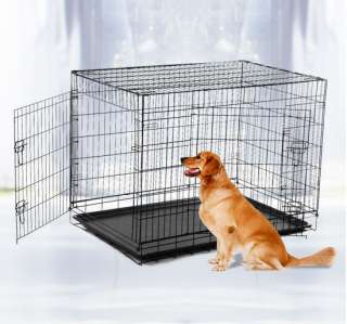   Doors Large Folding Pet Dog Crate Cage Kennel With Strong Wire  