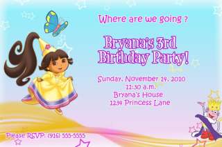 DORA THE EXPLORER Princess Birthday Party INVITATIONS  