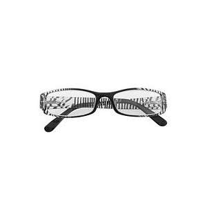 EvolutionEyes Reading Glasses   Black Zebra Stripes with Crystal Frame 