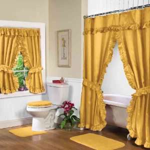   Gold Swag Shower Curtain w. available window curtain