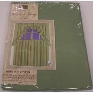   GREEN 36 LONG TIER CURTAIN & SWAG SET   COLOR GREEN