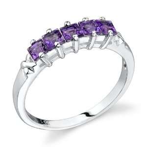  0.60 carats Princess Cut Amethyst Ring in Sterling Silver 