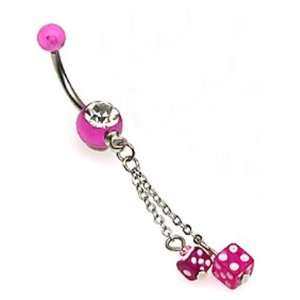  14g Dangling Purple Dice Sexy Belly Button Navel Ring Body 