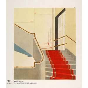  1930 Art Deco Interior Design Stairs Staircase Print 
