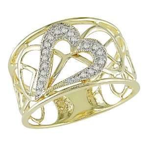  14k Yellow Gold Diamond Heart Ring, (.1 cttw G H Color, I2 