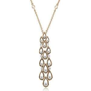 18k Rose Gold Tear Drop Journey Diamond Pendant Necklace (GH, I1 I2, 1 