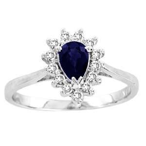  0.69ct tw Pear Shaped Sapphire and Diamond Ring in 14k 