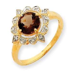  Smokey Quartz Diamond Ring in 10k Yellow Gold Jewelry