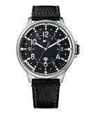  Tommy Hilfiger Watch, Mens Walker Black Leather 