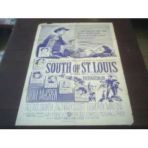 Original Movie Poster South Of St. Louis Joel McCrea Alexis Smith 1949