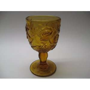  Tall Amber Glass Rose Water Goblets 