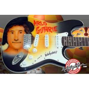 Arlo Guthrie Autographed Signed Airbrush Guitar & Proof PSA/DNA