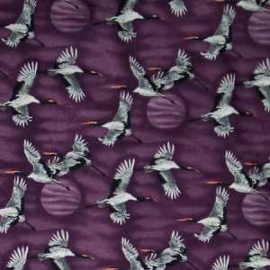 44 Wide Fabric Crane Allover Purple Robert Kaufmann Fabric By the 