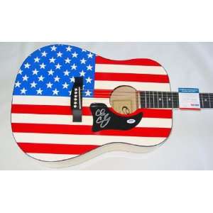 Chris Cagle Autographed Signed Flag Guitar & Proof PSA DNA