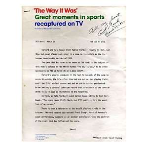 Curt Gowdy Autographed / Signed The Way It Was TV Letter