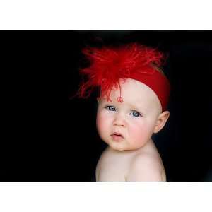  Red Curly Marabou Headband Baby