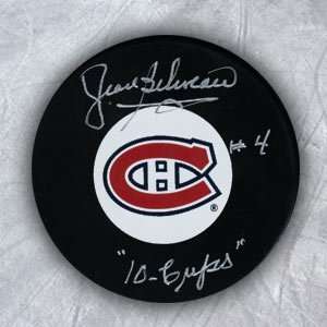 JEAN BELIVEAU Montreal Canadiens SIGNED PUCK w/ 10 Cups
