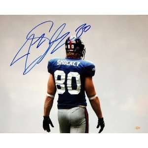 Jeremy Shockey New York Giants   Standing in Smoke   Autographed 16x20 