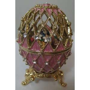 Faberge Pink Tracery Easter Egg Flowers Basket 3.25 (8.3cm)/JD0105B 