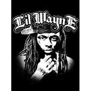 Lil Wayne   BW Portrait Textile Poster   30 x 40