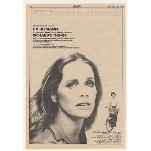  1980 Liv Ullmann Richards Things Movie Trade Print Ad 