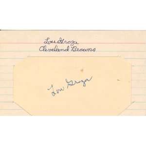  Lou Groza Autographed 3x5 Cut