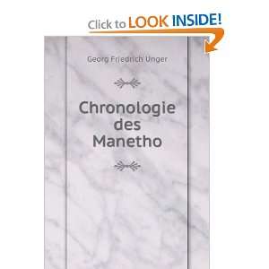  Chronologie des Manetho Georg Friedrich Unger Books