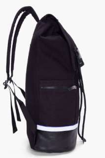 Slvr Black Leather Trimmed Mesh Backpack for men  