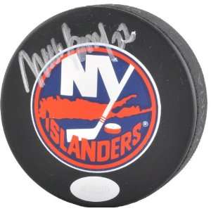 Mike Bossy New York Islanders Autographed Logo Hockey Puck