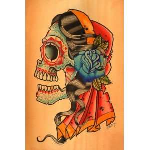  Gypsy Skull by Opie Ortiz Tattoo Art Canvas Giclee Print 