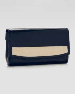 Snap Closure Leather Clutch  