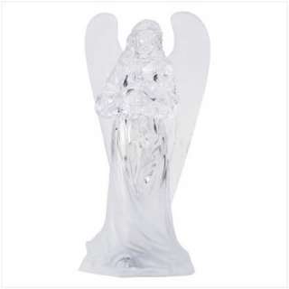 This emotionally moving frosted acrylic angel highlights any room with 