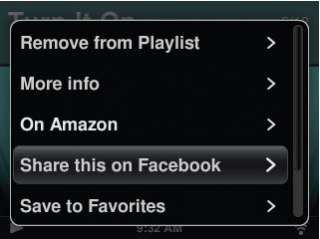 Connects to Facebook for sharing music recommendations with friends