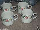Farberware Stoneware Dorchester Flowers Lot of 4 Coffee Cups Mugs