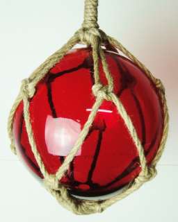 Red Blown Glass Fishing Float Buoy Ball Decor 8 inches  